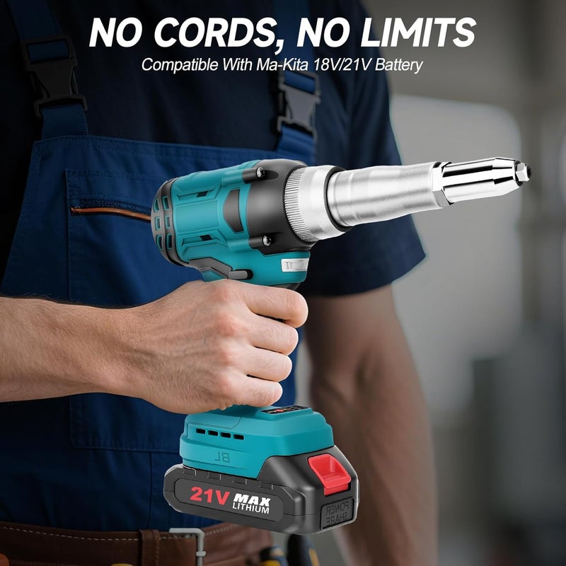 CAMXTOOL Cordless Rivet Gun with 2×2.0Ah Battery, Automatic Electric Rivet Gun Tool Brushless Pop Rivet Gun Kit for 3/32", 1/8", 5/32", 3/16" Rivets for Metal, Plastic and Leather - Image 3